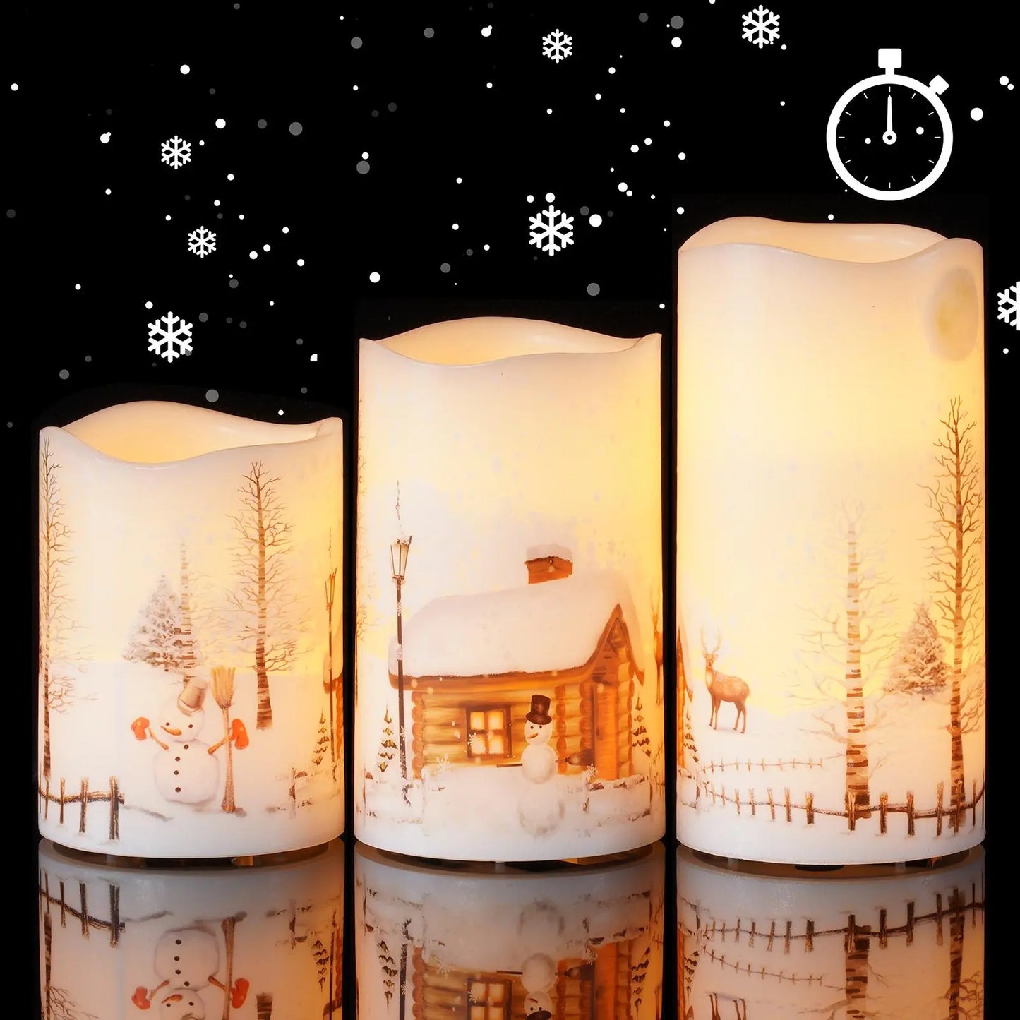 Waxy LED Flameless Christmas Tree Candles with 6-Hour Timer - Set of 2, Green Battery-Operated Flickering Candles for Holiday Decorations, 8.5 Inches