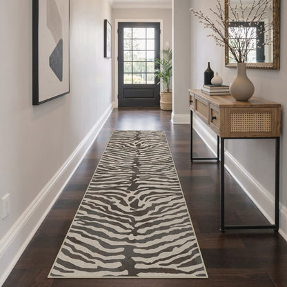 Genimo Zebra Pattern Area Rug - Machine Washable, Foldable, Ultra-Thin, Non-Slip Carpet for Living Room, Bedroom, Dining Room, and Home Office