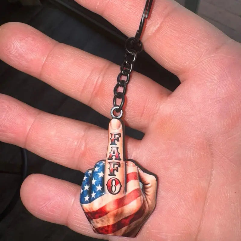 Middle Finger FAFO Keychain in Aluminum Alloy - Compact and Stylish 3D Double-Sided Mirror Design with UV Protective Coating, Ideal Practical Fashion Accessory for Everyday Use