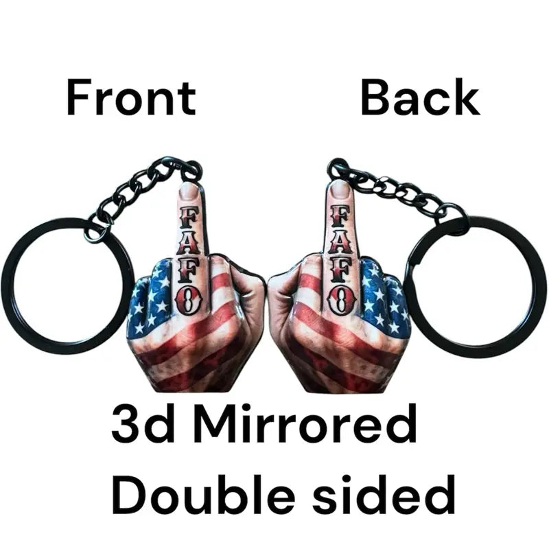 Middle Finger FAFO Keychain in Aluminum Alloy - Compact and Stylish 3D Double-Sided Mirror Design with UV Protective Coating, Ideal Practical Fashion Accessory for Everyday Use