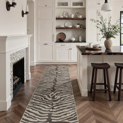 Genimo Zebra Pattern Area Rug - Machine Washable, Foldable, Ultra-Thin, Non-Slip Carpet for Living Room, Bedroom, Dining Room, and Home Office