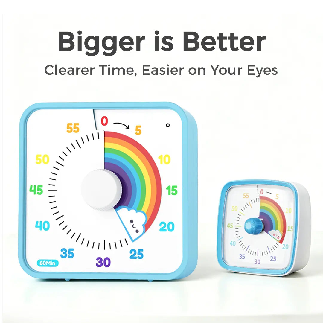 60-Minute Large Visual Countdown Timer for Kids and Adults, Rainbow Design, Non-Ticking 7.5-Inch Clock with Magnetic Backing for Classroom and Pomodoro Use