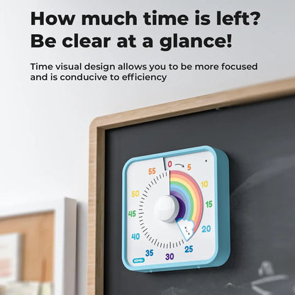 60-Minute Large Visual Countdown Timer for Kids and Adults, Rainbow Design, Non-Ticking 7.5-Inch Clock with Magnetic Backing for Classroom and Pomodoro Use
