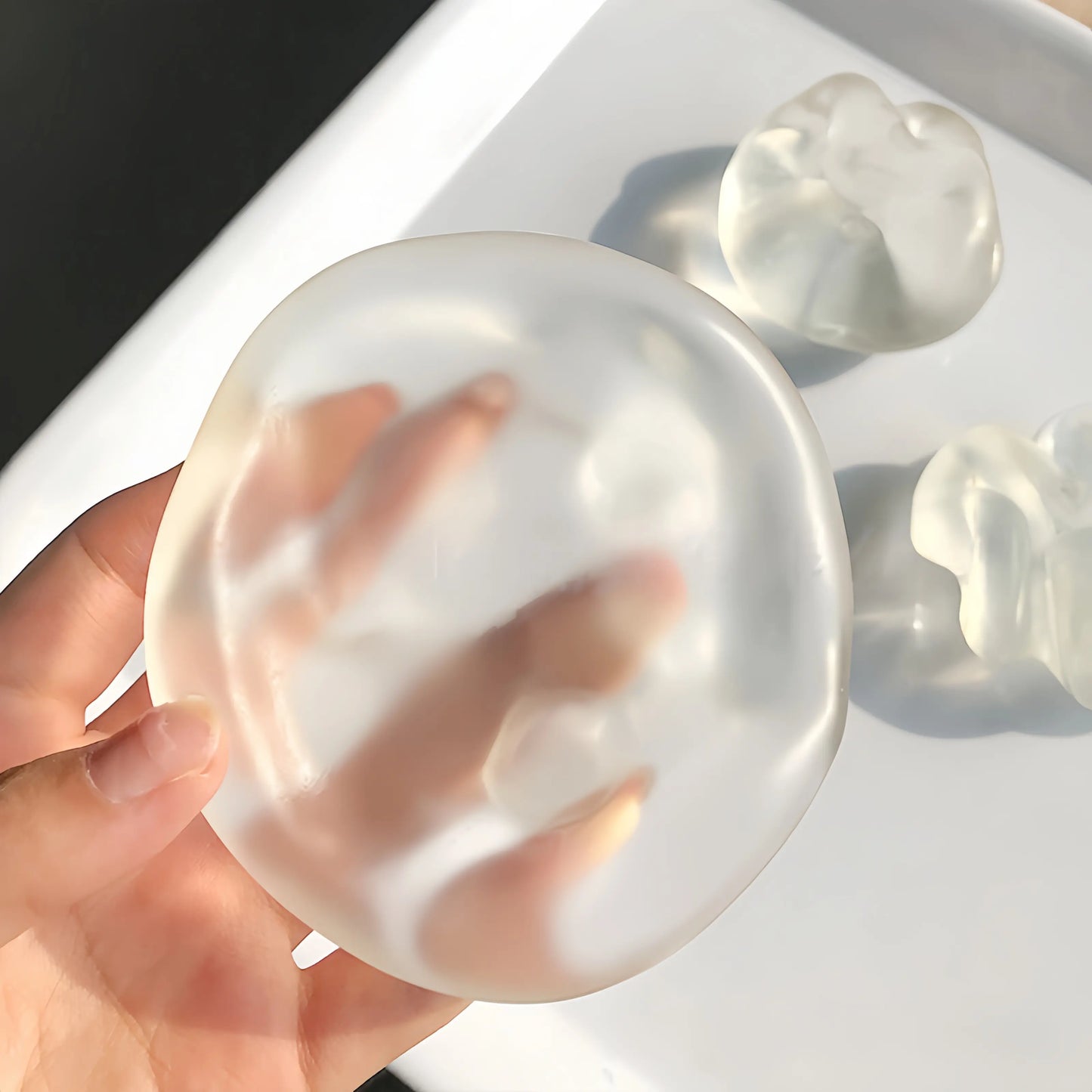 Coconut Oil Infused Moldable Stress Reliever - Reusable Soft Squeeze Fidget for Anxiety and Sensory Relief, Elegant Desktop Decor, Ideal Adult Party Favor and Holiday Gift in Multi Transparent Pastel Shades