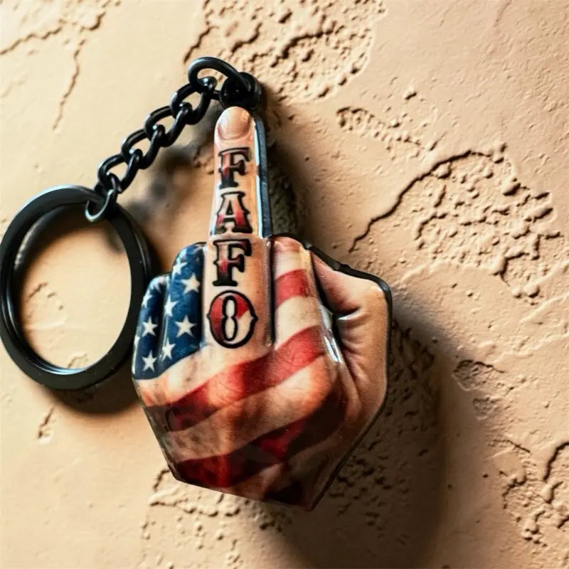 Middle Finger FAFO Keychain in Aluminum Alloy - Compact and Stylish 3D Double-Sided Mirror Design with UV Protective Coating, Ideal Practical Fashion Accessory for Everyday Use